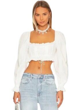 For Love and Lemons Heather Milkmaid Corset Top White XS New With Tags